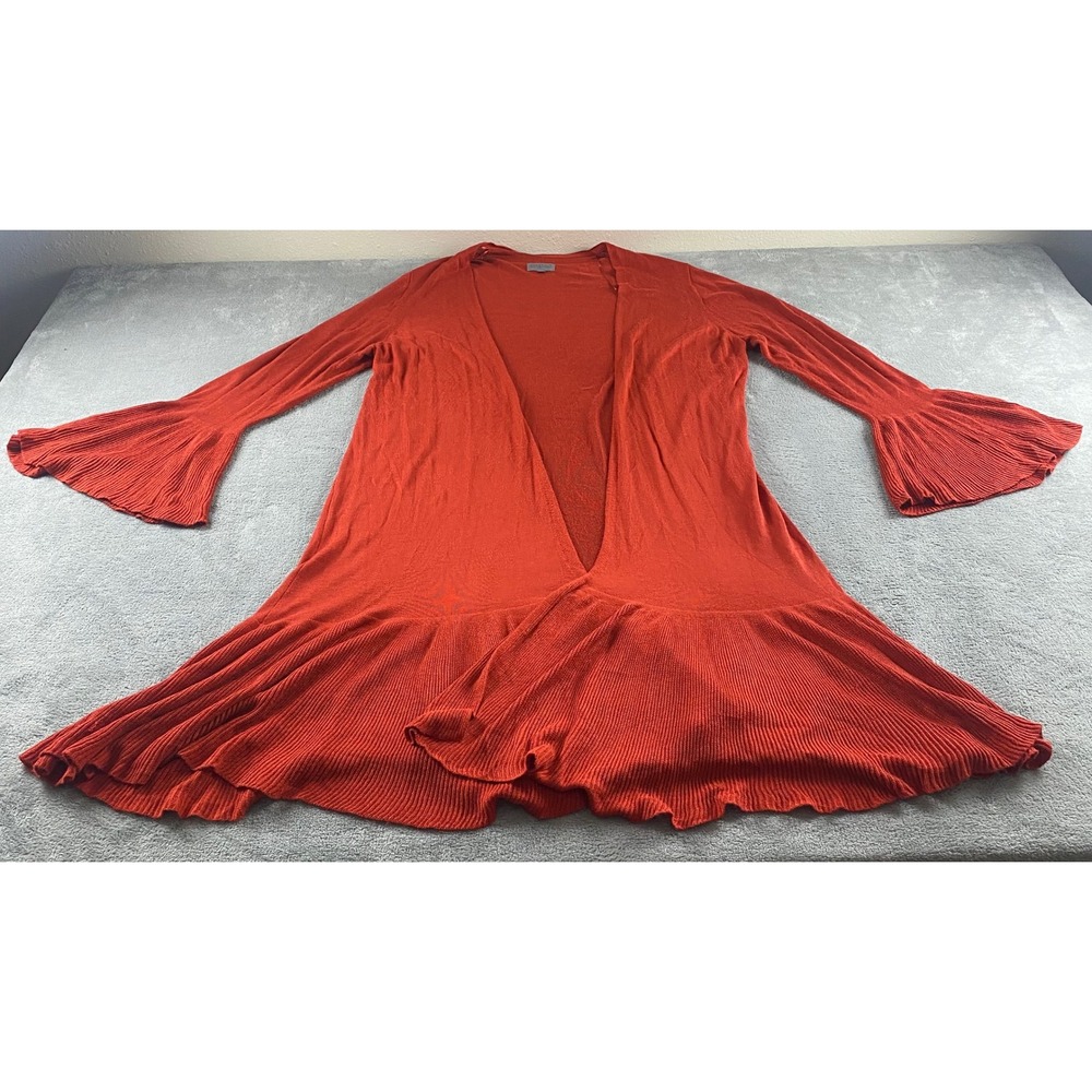 Joseph‎ A Woman Rust Orange Longline Open Front Cardigan Bell Sleeve Peplum 2X